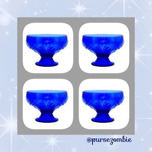 SOLD Woman set. 4pc Set, Sunny days ice cream dish set. Cobalt Blue 1…